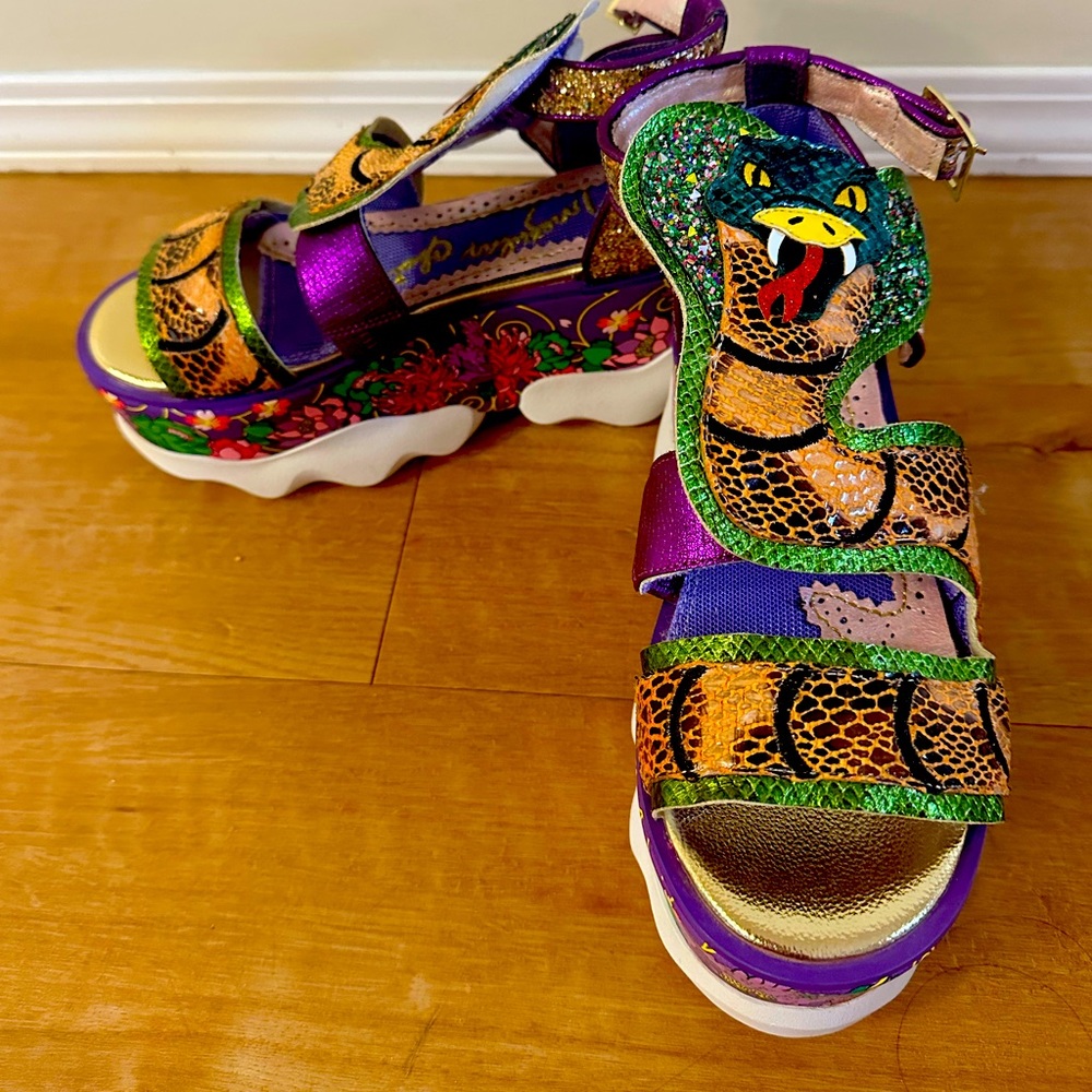 Irregular Choice Sparkly Snake Platform Sandals Size 36